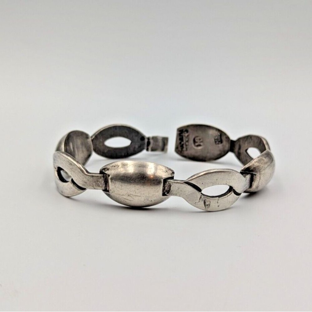 Hector Aguilar Taxco Mexico Sterling Silver 925 Panel Bracelet 7.5" Vintage
